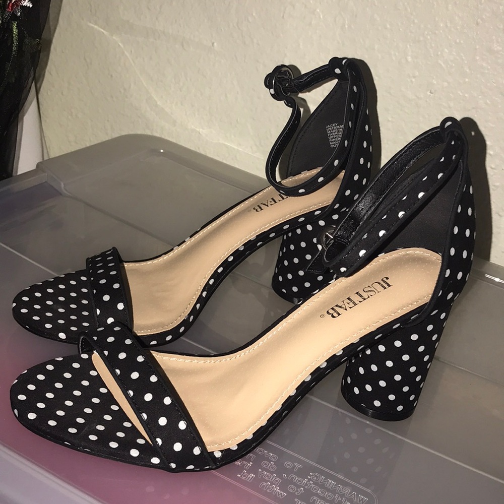 Polka dot heeled sandals